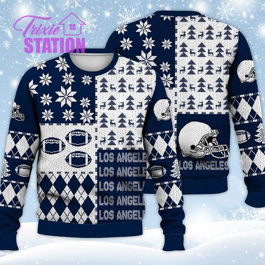 Discover Los Angeles Ugly Sweater Christmas, Retro Football American Sweatshirt Pattern 3D Hoodie, Shirt Xmas Full Print