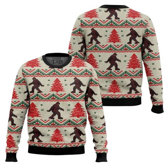 Discover Amazing Bigfoot Christmas ugly sweater, Christmas snowflakes Interesting and funny festival cute and creative Cartoon hoodie