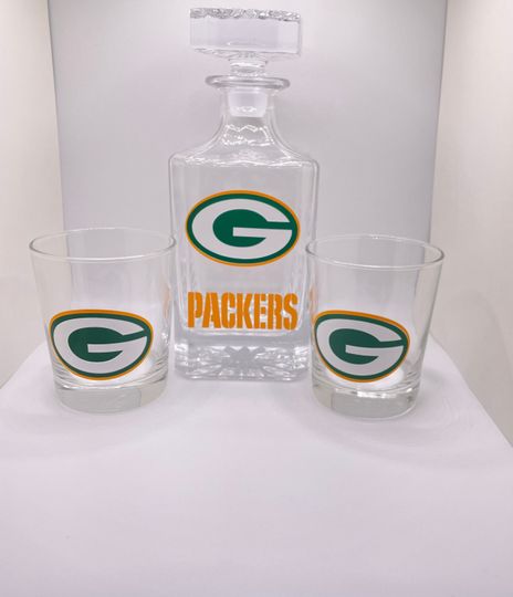 Discover Personalized Packers Whiskey Gift/ Packers Decanter/Football Gifts/ Whiskey Decanter/Rock Glasses/ Green Bay Men Gift Ideas