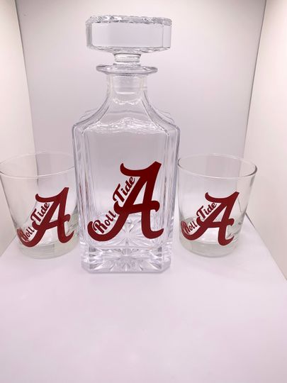Discover Crimson Tide Whiskey Gift/University of Albm Fan/College Football Gift for Him/ Whiskey Lover Gift/Whiskey Decanter Gift Set