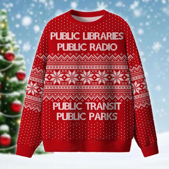 Discover Public Services Ugly Christmas Sweater, Public Radio Library Transit Parks Sweatshirt, Funny Xmas Gift, Holiday Crewneck Jumper