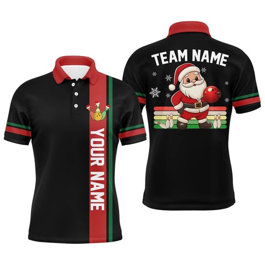 Discover Custom Christmas Bowling Polo: Santa Team Name Holiday Outfit