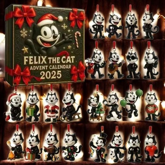 Discover The Felix Cartoon Inspired Advent Calendar Set 2025, 24-Day Countdown Cartoon Xmas Gift, Cute Gift Ornaments Decor