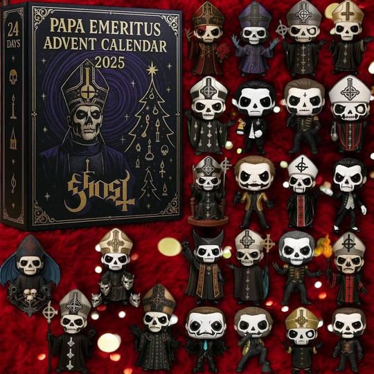 Discover Papa Priest Aesthetic Advent Calendar 2025, Metal Countdown Box, 2D Flat Acrylic Ghost Figures, Christmas Gift