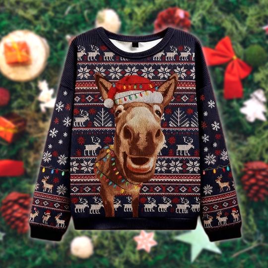 Discover Funny Moose Christmas Sweater, Holiday Animal Ugly Sweatshirt, Cute Xmas Sweater for Men Women, Cozy Winter Gift Idea