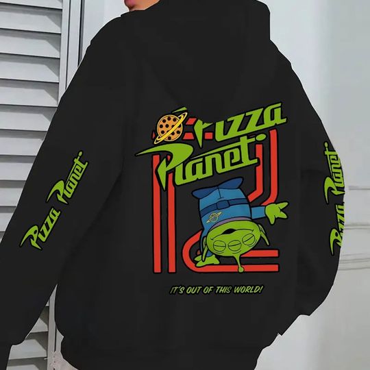 Discover Disney Men's Eye Alien and Pizza Planet Pattern Hoodie Autumn/Winter New Unisex Couple Casual Fashion Retro Clothing