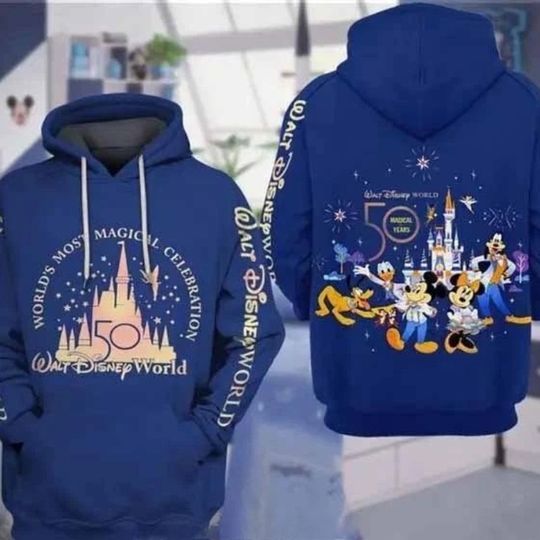 Discover Disney Hoodies 50th Anniversary Men's Hoodies Autumn/Winter New Men's and Women's Streetwear