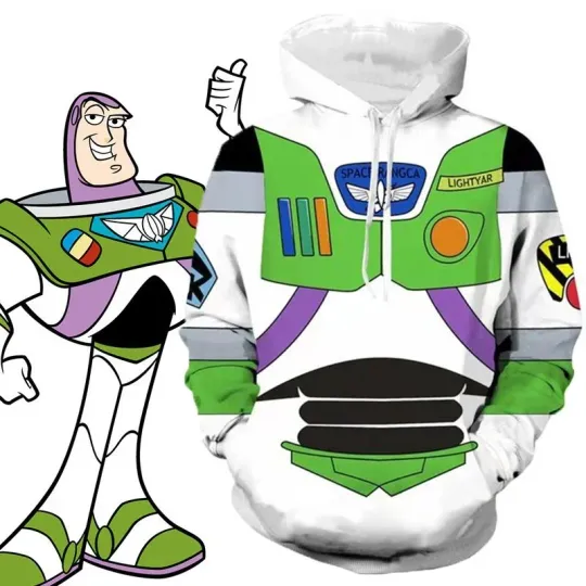 Discover Buzz Lightyear Boys Hoodie Disney Hoodie 3D Printed Cartoon Men's Pullover MINISO Men's Hoodie Fashion New Men's Clothing