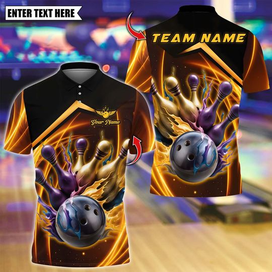 Discover Custom Bowling Polo Shirt, Bowling Design, Personalized Bowling Polo for Men Women, Personalized Name Team 3D Shirt