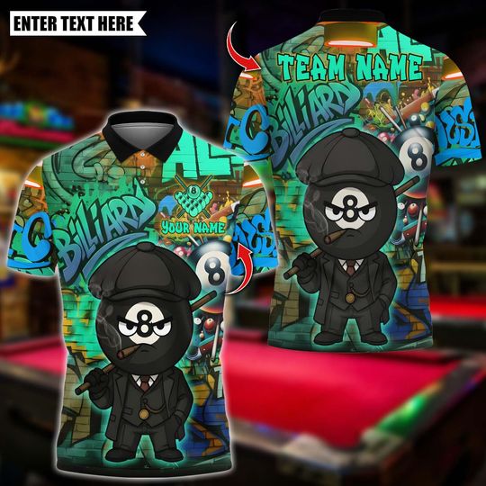 Discover Personalized Name Billiards Polo Shirt,  Billiards 8 Ball Graffiti By The Order Of Peaky B Design, Team Shirt for Men, Gift for Players