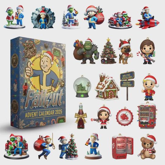 Falllout Advent Calendar 2025, 24 Days of Vault Boy, Nuka Cola & Wasteland Ornaments, Gamer Collector Gift Set