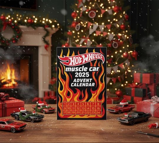 Discover Hot Rod Advent Calendar 2025, 24 Days of Classic Muscle Car Acrylic Ornaments, Christmas Gift, Gift For Kids, Trendy Gift