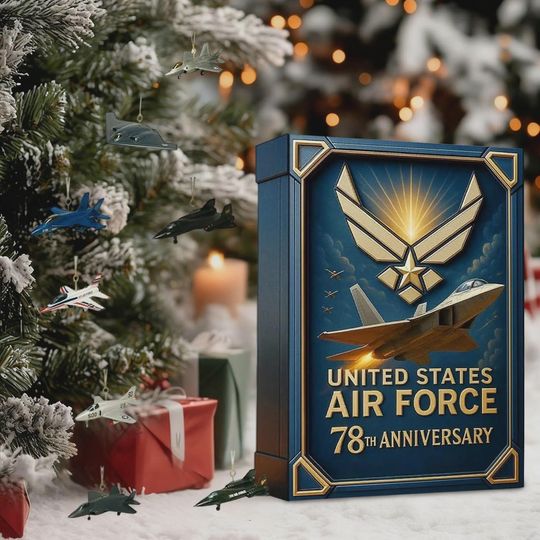 Discover Air Force Jet Advent Calendar 2025 Limited Edition 24 Mini Aircraft Ornaments Box, Aviation Collector Christmas Countdown Gift