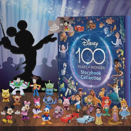 Discover Disney 100 Years of Wonder Advent Calendar, Storybook Collection Gift, 24 Day Magical Countdown, Blind Box Toys Character Holiday Kids Gift
