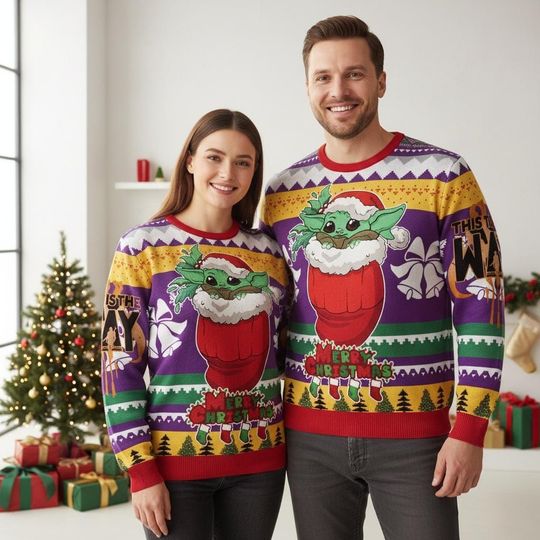 Discover Star Wars Christmas Ugly Sweater, Baby Yoda Holiday Sweater, Sci-Fi Christmas Sweater For Men And Women, Xmas Gift