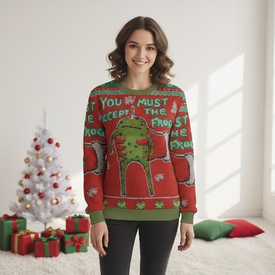 Frog Christmas Ugly Sweater, You Must Accept The Frog Holiday Sweater, Fun Sweater For Men And Women, Xmas Holiday Gift