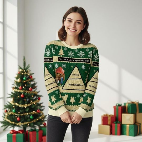Discover Funny Cat Christmas Ugly Sweater, I'm On A Very Specific Diet Holiday Sweater, Humorous Christmas Sweater For Men And Women
