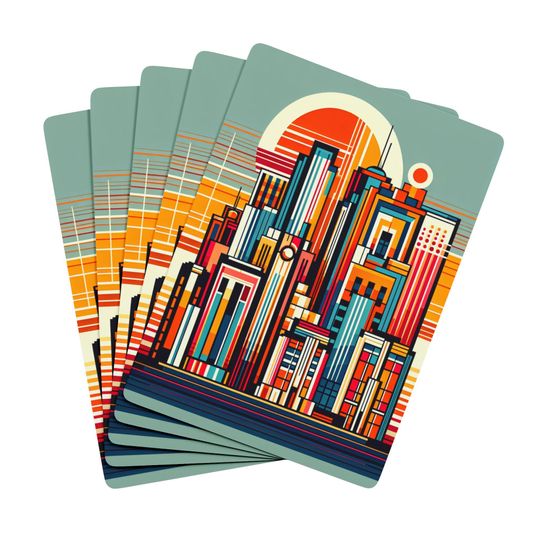 Discover Art Deco Cityscape Playing Cards: Unique Game Night Deck