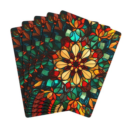 Art Nouveau Poker Cards - Stained Glass Design for Casino Game Night