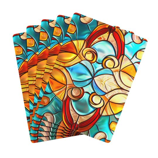 Discover Art Nouveau Playing Cards: Stained Glass Design, Casino Game Night