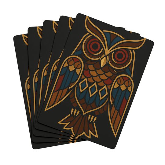 Discover Art Deco Owl Playing Cards: Unique Ace Design, Poker Deck