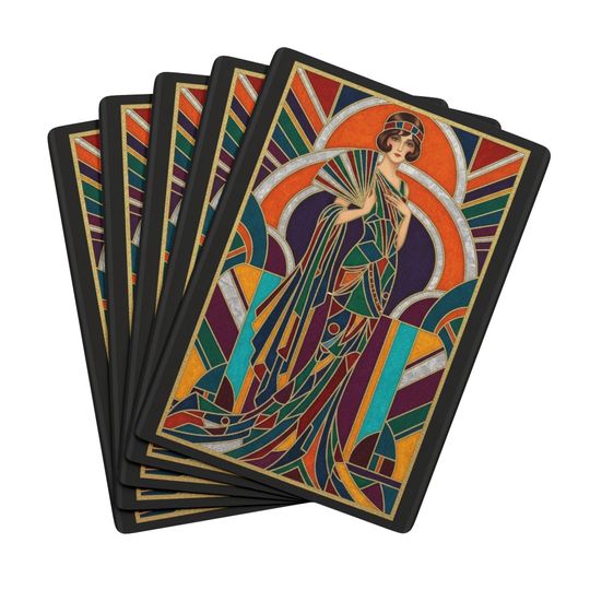 Discover Art Deco Poker Playing Cards, Elegant Casino Game Night Deck