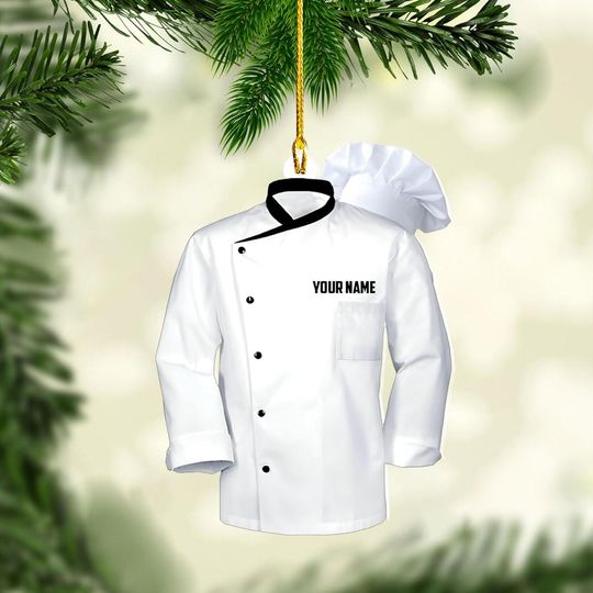Discover Personalized Chef Ornament, Personalized Chef Uniform Ornament, Custom Chef Hat Ornament Love Kitchen, Christmas Ornament for Chef