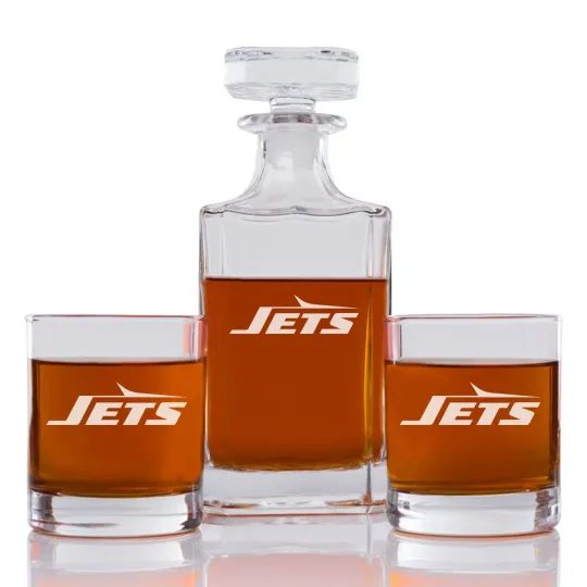 Discover Jets Engraved Football Whiskey Decanter