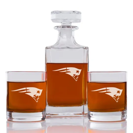 Discover Patriots Engraved Football Whiskey Decanter