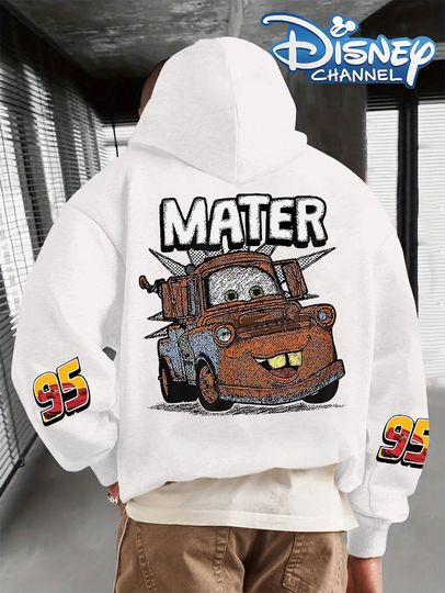 Discover New Disney Cartoon Racing Lightning McQueen Printed Disney Men's Loose Hoodie Casual Comfortable Trendy Autumn/Winter Hoodie