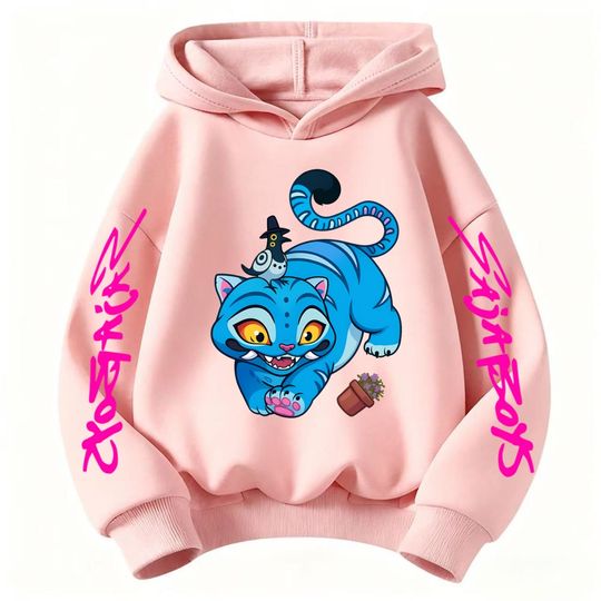 Discover Children's cartoon printed sportswear cute casual long sleeved pullover hoodie fashionable colorful character pattern T-shirt au