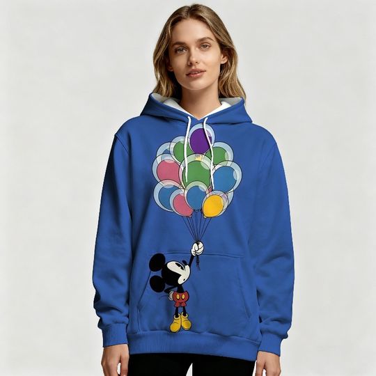 Discover Women's Disney Mickey Mouse Colorful Balloon Pattern Hoodie Autumn/Winter Warm Casual Hoodie Suitable Fashionable Women To Wear