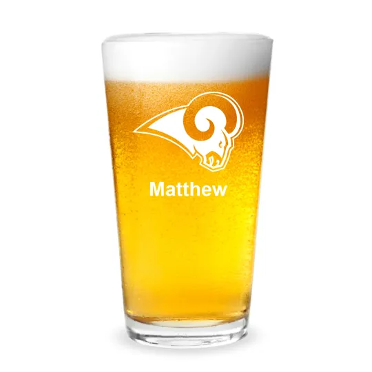 Discover Los Angeles Rams Football Personalized Engraved 16 oz Beer Pint Glass