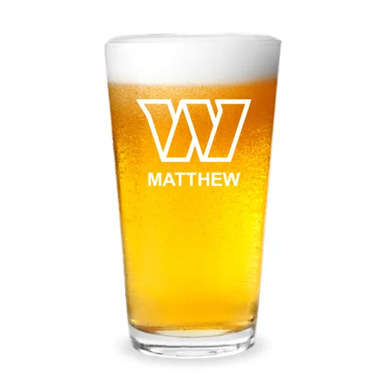 Washington Commanders Football Personalized Engraved 16 oz Beer Pint Glass