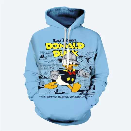 Discover MINISO Boys Girls Hoodies Donald Duck Men's Hoodies 3D Printed Pullovers Oversized Disney Men's Hoodies Fashion Men's Clothing