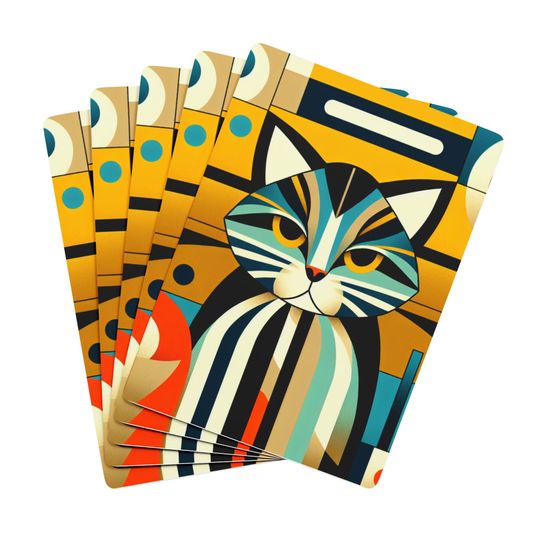 Discover Art Deco Cat Playing Cards - Poker Deck