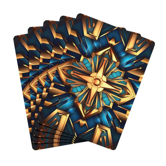 Art Deco Blue & Gold Playing Card Deck: Poker Night Supplies