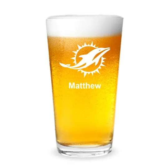 Miami Dolphins Football Personalized Engraved 16 oz Beer Pint Glass