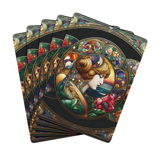 Art Nouveau Lady Playing Cards: Unique Poker Deck