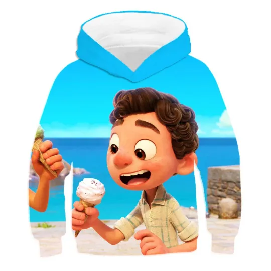 Discover Disney Boys Girls Hoodies MINISO Men Hoodies 3D Printed Luca Pullover Oversized Men Hoodies Casual Fashion Men Clothing