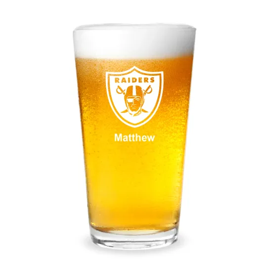 Raiders Football Personalized Engraved 16 oz Beer Pint Glass