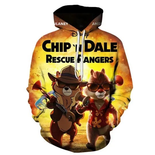 Discover Disney Boys Girls Hoodies Chip Dale Men's Hoodies 3D Printed Fashion Pullover MINISO Men's Hoodies Oversized Men's Clothing