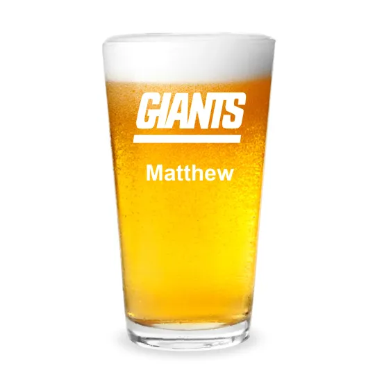Discover Giants Football Personalized Engraved 16 oz Beer Pint Glass
