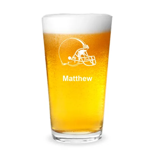 Discover Football Personalized Engraved 16 oz Beer Pint Glass