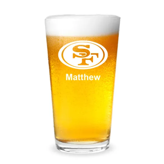 San Francisco 49ers Football Personalized Engraved 16 oz Beer Pint Glass