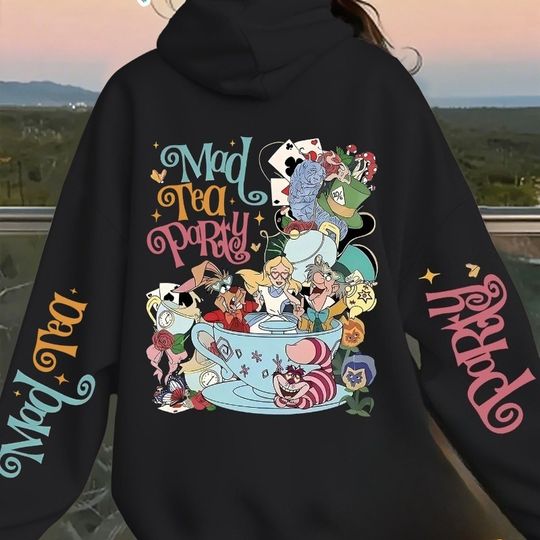 Discover Disney Alice's Adventures in Wonderland Crazy Tea Party Women's Autumn and Winter New Men's and Women's Casual Street Wear
