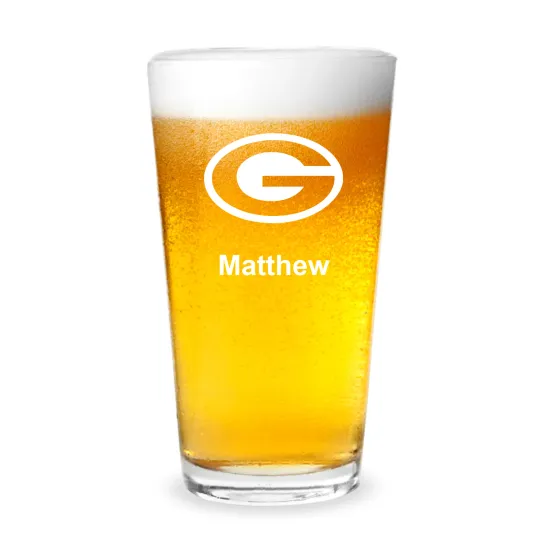 Discover Green Bay Packers Football Personalized Engraved 16 oz Beer Pint Glass