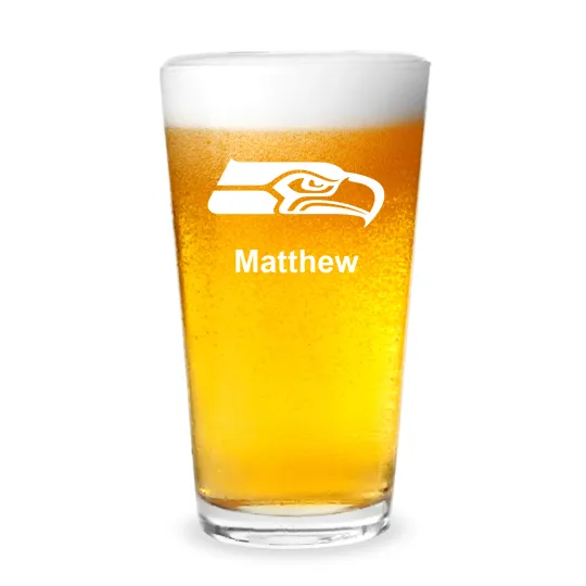 Seattle Seahawks Football Personalized Engraved 16 oz Beer Pint Glass