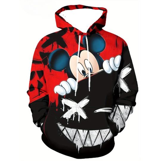 Discover 2025 Spring Autumn Men's Women's 3D Disney Mickey Mouse Printing Hoodies Going Out Daily Pullover with Pockets Street Clothing