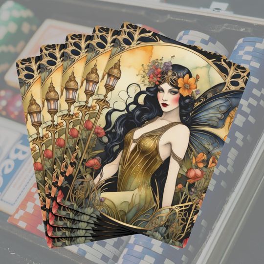 Discover Art Deco Fairy Playing Cards: Fantasy Poker Deck
